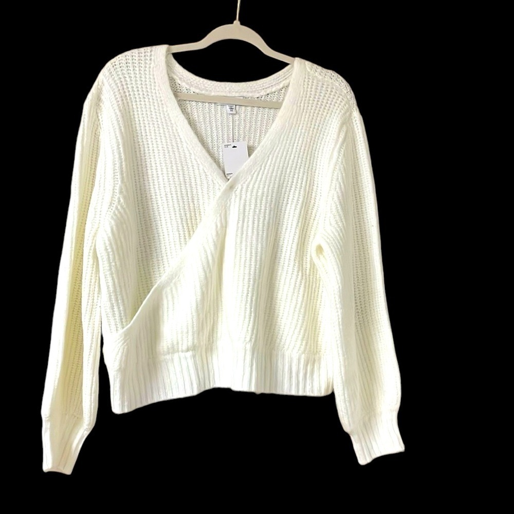 size 1X Sonoma white wrap cropped sweater
